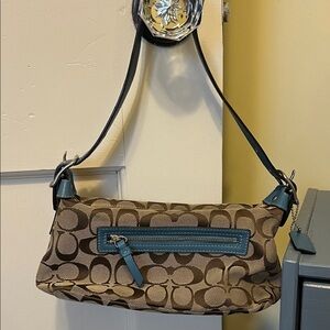 Brown and Blue Designer Shoulder Bag